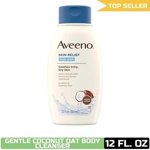 Aveeno Skin Relief Body Wash, Coconut Scent & Oat, 12 fl. oz - Picture 1 of 9