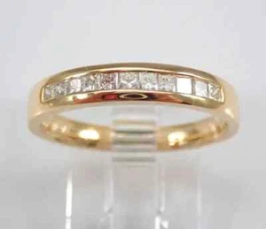 2 Ct Princess Cut Simulated Diamond Wedding Band Ring In 14K Yellow Gold Finish - Picture 1 of 8