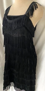 VESTIDO DE FIESTA DE COLECCIÓN RETRO RUGIENDO 20 CON FLECOS NEGRO DE FIESTA M/L - Imagen 1 de 4