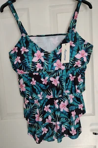 ECUPPER - Women's Floral -Tankini Set with Shorts Swimsuit Size XL - Picture 1 of 7