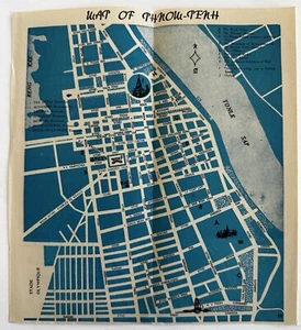 Cambodia Phnom Penh pictorial city plan map c.1955-67 tourist brochures - Picture 1 of 8