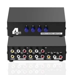 4 vías Audio Video AV 4 en 1 Interruptor L/R RCA Selector Interruptor Caja Divisor - Imagen 1 de 3