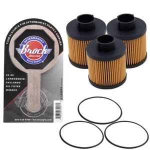 3 Pc Set Engine Oil Filters & Wrench Tool fits 2004-2008 Lamborghini Gallardo - Picture 1 of 9