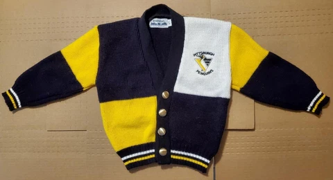 7104----Pittsburgh Penguins toddler size 2T knitted sweater very fine condition Cover