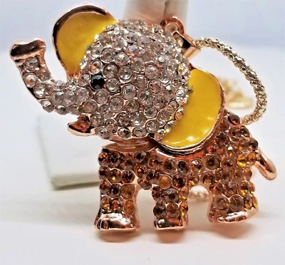 COLGANTE ELEFANTE CRISTAL TRANSPARENTE/NARANJA ESMALTE AMARILLO JOYERÍA BETSEY JOHNSON Foto 1 de 4