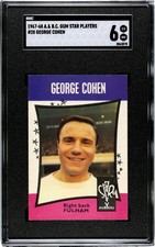 1967-68 GEORGE COHEN A & BC Star Players Soccer Card #28 SGC 6 EX-NM Man U