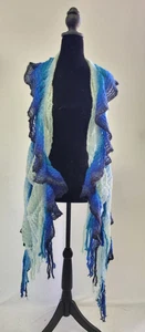 NEW Missoni Crochet Mohair Blend Scarf Coverup Waterfall Blue MADE IN ITALY - Picture 1 of 6