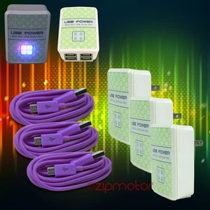 3X 4 USB PORT HUB WALL ADAPTER+3FT CABLE POWER CHARGER PURPLE GALAXY NOTE NEXUS - Bild 1 von 1