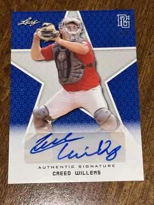 CREED WILLEMS 2020 LEAF PERFECT GAME BLUE BLANK BACK AUTOGRAPH #1/1 ORIOLES - Image 1 of 4