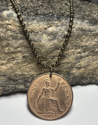 Collar colgante moneda Reino Unido 1953. Isabel II. Gran regalo 🎁 Foto 1 de 4