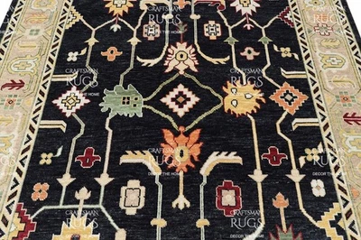 Oushak Hand Knotted Black 4x6, 5x8, 6x9, 8x10, 9x12, 10x14, 12x15 Wool Area Rug - Image 1 of 4