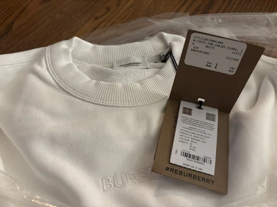 Burberry Bordado Cuello Redondo - Todo Blanco - Mujer Mediano Auténtico Nuevo Con Etiquetas Foto 1 de 4