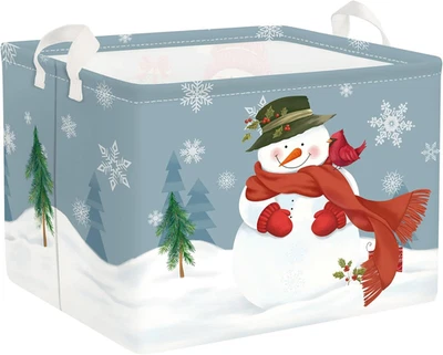 Muñeco de Nieve Rectangular Cesta de Navidad Grande Azul Invierno Copo de Nieve Estante Cesta... Foto 1 de 4