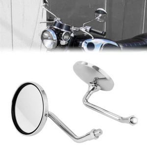 Motorcycle Rearview Mirrors Short Stem Round Stock Style 10mm Chrome For Cruiser - Picture 1 of 12