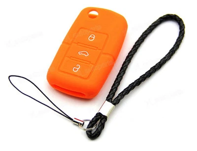 Funda Silicona Naranja Para Skoda Octavia Superb Fabia Rapid Yeti Llave Abatible 3B Foto 1 de 3