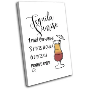 Cocktail Tequila Sunrise Typography SINGLE CANVAS WALL ART Picture Print - Picture 1 of 1
