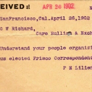 Scarce Vintage 1902 Western Union Telegraph - "Organizing New Bank at Reno" - Picture 1 of 3