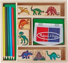 Melissa & Doug Dinosaurs Wooden Stamp Set -Stamps , Stamp Pad Wooden Box
