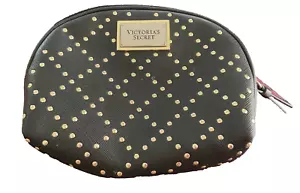 Victoria’s Secret Designer Small Cosmetic Makeup Bag - Black w/Gold Studs, NEW - Picture 1 of 5