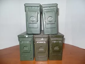 Vintage US Military Metal Ammo Boxes Set of FIVE Green Various Conditions - Picture 1 of 18
