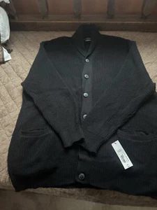 Claiborne Black Cable Knit Cotton Button Up Cardigan Mens Size 3XL - Picture 1 of 5