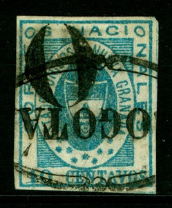 COLOMBIA 1861 ARMS of New GRANADA 10c sky blue Sc# 16 used "BOGOTA + ZERO"cancel - Picture 1 of 2
