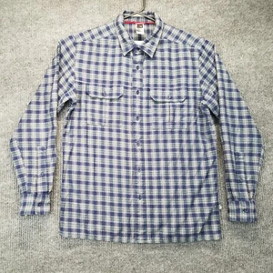North Face Shirt Men Large L Blue Plaid Flannel Button Up Flap Pockets Gorpcore - Picture 1 of 15
