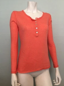 Nation LTD Por Jen Menchaca Coral Naranja Manga Larga Abotonada Henley Talla M - Imagen 1 de 12