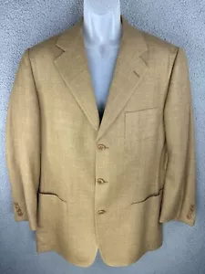Samuelsohn Suit Jacket Men's 42R Linen Blend Mustard 3-Button Single Breasted - Picture 1 of 13