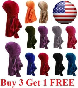 Winter Warm Unisex Women Men Velvet Durag Hat Cap Premium Design Doo Rag Thermal - Picture 1 of 10