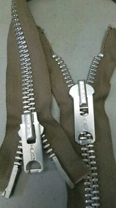 USA VTG.1970s "TALON" ZIPPER #10 SEPARATING 2WAY Metal26" ALUMINUM/LT.BRN.COTTON - Picture 1 of 6