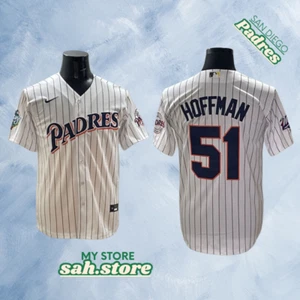 San Diego Padres #51 Trevor Hoffman White Cool Base Men's Stitched Jersey - Picture 1 of 2