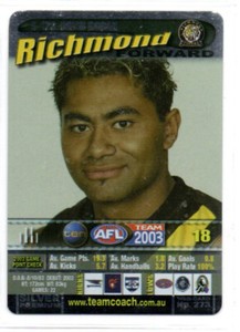 2003 AFL TEAMCOACH SILVER PARALLEL CARD - S-123 David RODAN (RICHMOND)