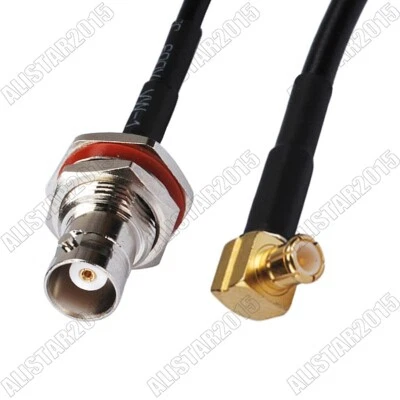 BNC Jack female to MCX plug male right angle adapter pigtail cable RG174 15cm - Image 1 of 4