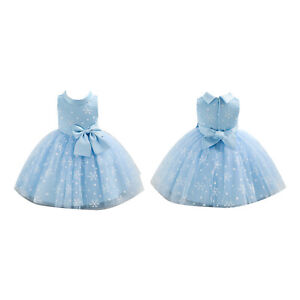 Toddler Baby Girls Princess Christmas Dress Snowflake Print Mesh Tutu Party Gown