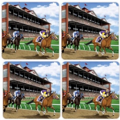 Posavasos para carreras de caballos 8 por paquete 3,25" papel caballo derby decoración de fiesta Foto 1 de 3