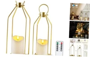 Modern Farmhouse Lantern Decor with Waterproof Flameless Candle & Remote - Picture 1 of 8