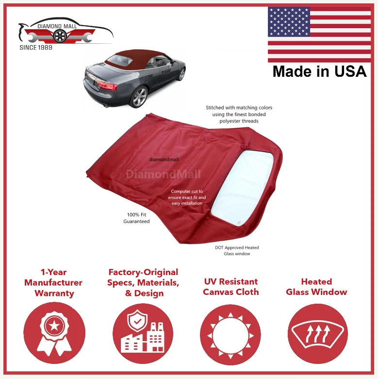 Se adapta a Audi A5/S5 2010-17 convertible techo con ventana de cristal Burdeos Twillfast II Foto 1 de 4