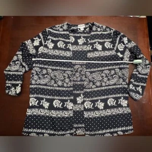 Alfred dunner blazer size 18 blue/white paisley preppy Boho Heritage Colorblock - Picture 1 of 3