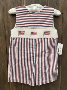 Edgehill Collection 2T Smocked American Flag One Piece Outfit Jon Jon Boys NWT - Picture 1 of 10