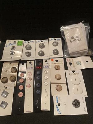 Big Lot of Le Bouton, La Mode, Streamline Buttons And Loose Buttons Silver White - Image 1 of 4