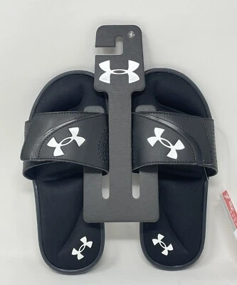 NEW Big Boys Under Armour Ignite VI Youth Slides, BLACK, Size 1 - Image 1 of 4