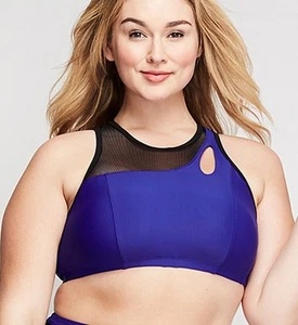 Lane Bryant Cacique Fishnet High Neck Swimsuit Bikini Top Plus Size 26 3X 4X NWT - Picture 1 of 6