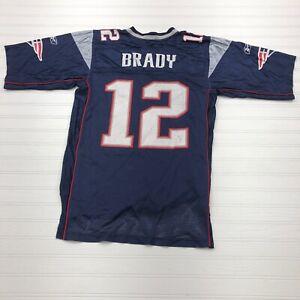 Reebok NFL Authentic Blue 12 Tom Brady Short Sleeved Graphic Jersey Adult Size M