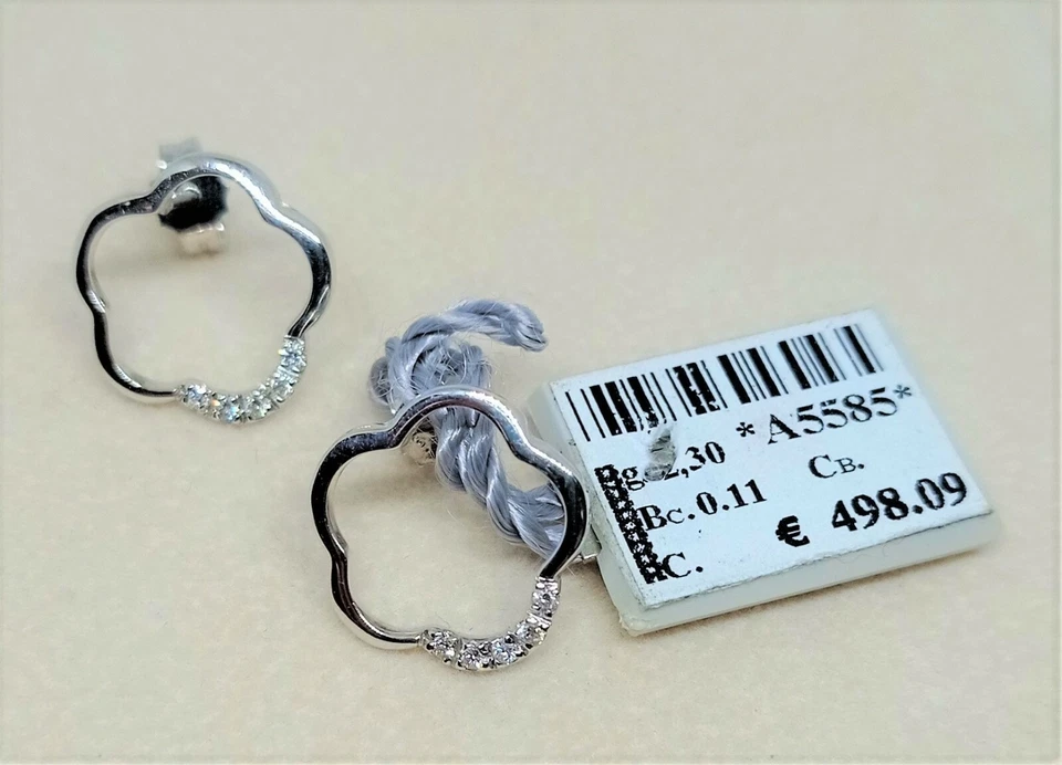 Pendientes Estrella Oro Blanco 750 18KT Mujer Diamantes Real Boucle Oreille Or - Imagen 1 de 1