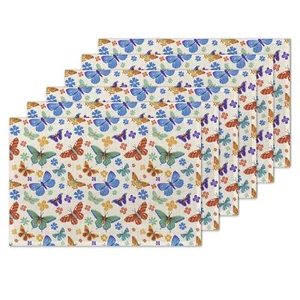 Colorful Butterflies Placemats Set of 6 Washable Non-Slip Heat Resistant 12×1... - Picture 1 of 7
