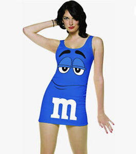 Womens M&M's Chocolate Candy Blue Character Tank Dress Costume Worn Once!