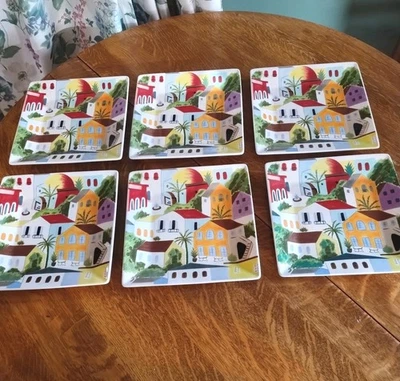 6 Villa del Sol Earthenware  10" Square Plates PIER 1 Contemporary, Serving Read - Image 1 of 4