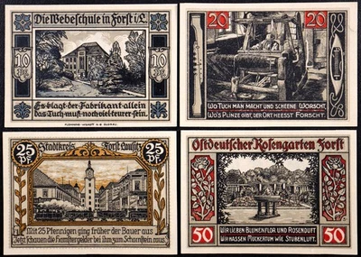 FORST / ZASIEKI 1921 "Escuela de tejido, telar" Juego completo alemán Notgeld Polonia Foto 1 de 2