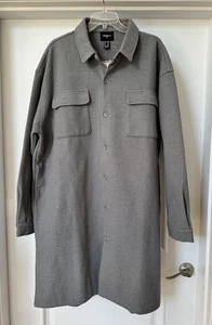 Forever 21 Men's Long Gray Flannel Jacket Shirt Shacket Size XXL NWT NEW - Picture 1 of 6